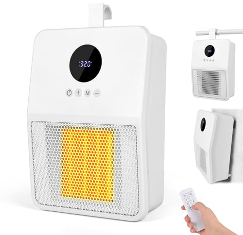 GuKKK 1500W Mini Keramik Heizlüfter, Kleine Elektroheizung Badezimmer mit Fernbedienung,3 Modi, LC-Display,Timer,Überhitzungs und Kippschutz, Wandmontierbar Heizung Elektrisch für Bad,Elektrokamin