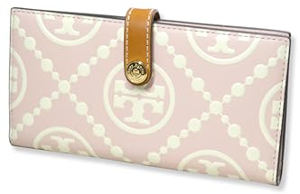 Tory Burch Womens Embossed Monogram Leather Fold Over Wallet, Pink Dawn/New Cream (O/S)