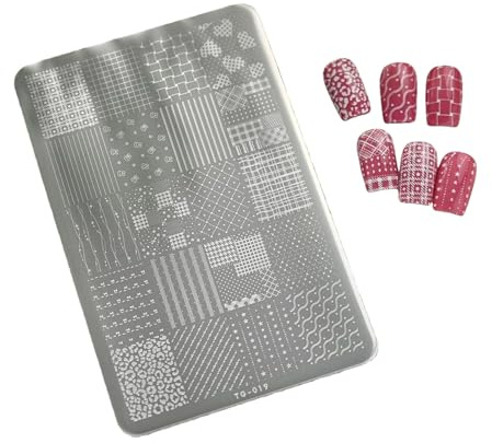 Plaque de nail art en acier inoxydable - Convient pour les designs professionnels de manucure et la création de beauté - Outil de pochoirs à ongles