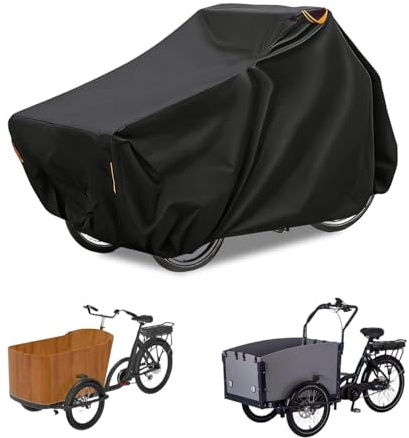 Housse Protection Velo Cargo Bache, 420D Oxford Bache Velo Exterieur 225x105x110cm, Housse Velo pour Velo Cargo, Velo Impermeable Exterieur Housses avc Pochette de Rangement, Protection UV