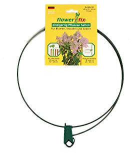 flowerfix 2er Set Pflanzenhalter Staudenhalter | individuell verstellbar | robust und witterungsbeständig | perfekt für Stauden, Sträucher, Blumen und Gräser | M von Ø25-45cm |