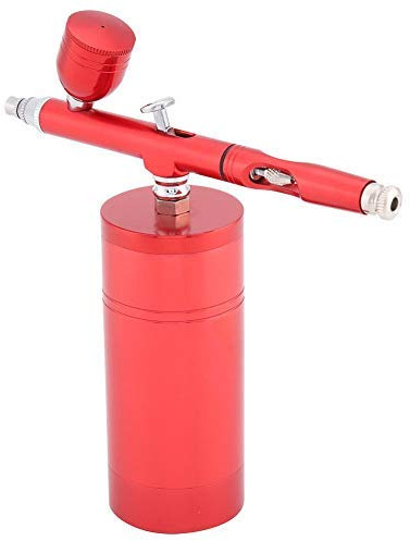 Mini Airbrush Air Compressor Kit, 0.3mm Multi-Purpose Dual Action Nozzle Paint Spray Gun Set 7CC Capacity for Paint Art Tattoo Nail Design, Red