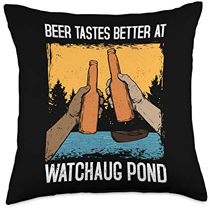 Watchaug Pond Lake Life Beer Tastes Better At The Lake Throw Pillow