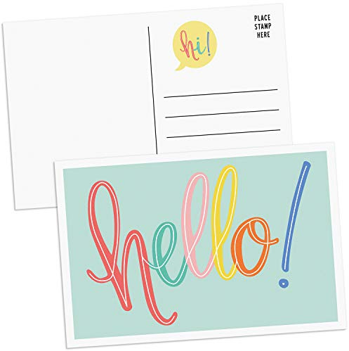 Sweetzer & Orange Hello Postcards Pack (60 Post Cards) 4x6 Flyers for Kids and Adults, 300gsm Notelets, Blank Greeting tokens, Mint Green positive affirmation Cards