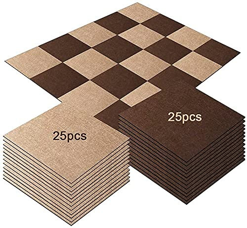 tonchean Carpet Floor Tiles 50 Pack Carpet Rugs Tiles Living Room Matting Non Slip Floor Mat Stickers 11.8x11.8 inch Washable Pet Flooring Mat for Home Office Commercial Hotel Retail