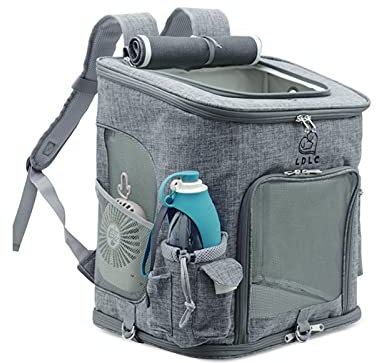 PETCUTE Hunderucksack,Faltbarer Katzenrucksack für Katzen und Hunde mit Abnehmbare Matte,Atmungsaktive Haustier Rucksack mit Verstellbare gepolsterte Riemen,Aufbewahrungstasche für Draussen Reisen