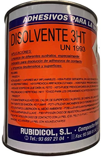 Disolvente 3HT para la limpieza de superficies o diluyente de colas de contacto. Contiene 1 litro.
