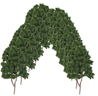 Tiuimk Paquete de 20 árboles modelo de plástico verde oscuro para diseño de tren a escala N