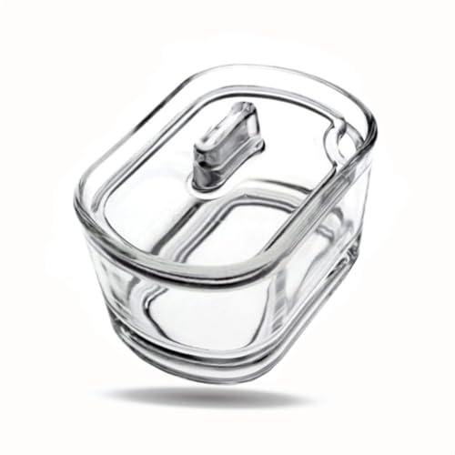 Kerafactum Azucarero de cristal de alta calidad clásico lata azucarero azucarero caja de azúcar con tapa y asa para azúcar en cubitos de azúcar dulces, confitería, confitería, dulces, cuchara