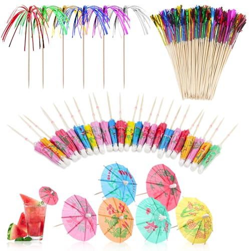 RYAN 200 Stück Cocktail Deko mit Cocktail Picks Feuerwerk Sticks Eis Deko für Partys Geburtstagsbars Getränke Cocktail Sommer Party Drink Dekoratione Cocktailspieße