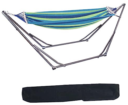 Hammock with Stand, Foldable Hammock Stand Height Ajustable Swing Hammock with Portable Carrying Bag for Patio, Garden Or Indoors Max Load 200kg Silver