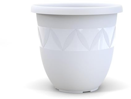 Plastard Blumentopf Ø 47 cm Durchmesser Weiß grosser Pflanzkübel für Innen und Außen Übertopf Untertopf Blumenkübel aus Kunststoff für Garten Balkon Terrasse Pflanzentopf