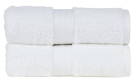 Christy Renaissance 2 Hand Towels Set | White | 100% Egyptian Cotton Pile | Luxuriously Soft and Super Absorbent | 675 GSM | Plush Fluffy and Long Lasting