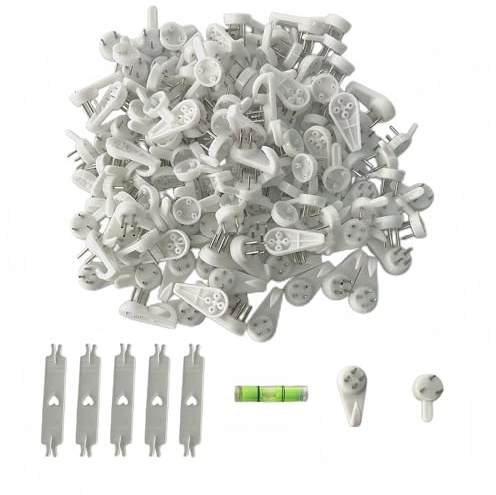 WYAN Accroche Cadre, 2 Tailles Crochet Tableau Mural, 150 Pcs Crochets Muraux pour Cadre Photo,pour Cloisons Sèches Murales Dures, Photos Mariage, Peintures (Blanc)