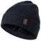 Wmcaps Beanie Mütze, Herren Winter Warme Unisex Wintermütze Strickmütze Dehnbare Weiche Wollmütze mit Bündchen und Dickem Warmem Futter Geschenke für Freundin männer Frauen, Marineblau/Weiß