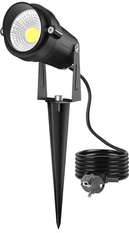 Nipify - Foco LED exterior, blanco frío, 6000 K, iluminación de jardín, impermeable, foco al aire libre, LED, para terraza, patio, árbol, césped, plantas, camino, garaje, patio