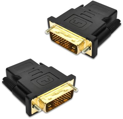 Neoreser 2 Stück DVI auf HDMI Adapter, HDMI Buchse zu DVI Stecker (24+1) 1080p HDMI zu DVI Adapter mit vergoldetem Stecker für PC, Monitor, Projektor, Computer, Xbox usw(Schwarz)