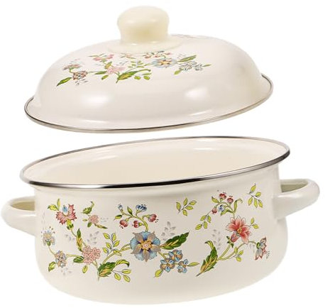 LIFKOME Marmite à Soupe En Revêtement Émail 18 Cm Marmite Cuisine Maison Matériau Avec Finition Émaillée Cuisson Uniforme Pot Robuste Utilisation Électroménager Cuisson Quotidienne