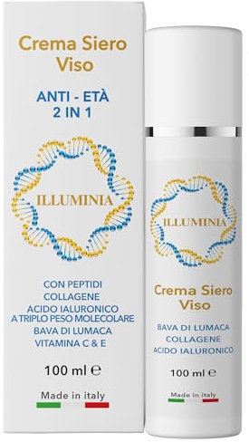 Crema siero Viso Donna Antirughe con Bava di Lumaca, Acido Ialuronico, Collagene e Peptidi – Rassodante, Illuminante, Schiarente – Trattamento Idratante Anti-Età per Pelle Secca