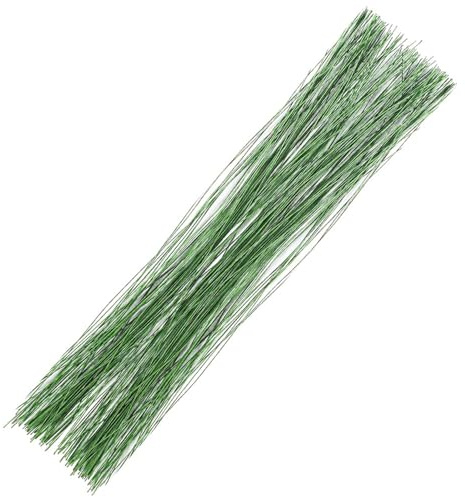 MOMAHUA 100 stycken blomtråd, ljusgrön, 20 gauge/1 mm, 16in / 40 cm pysseltråd, bindningstråd, set tunn, lindad tråd, flexibel paddeltråd, blomstertråd, julkrans, kransar för blommor, pyssel