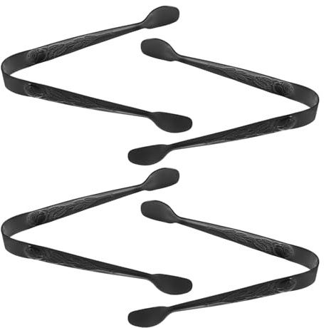 LIFKOME 4 Pezzi Pinze per Dolci e Antipasti in Acciaio Inossidabile Nero Mini Pinze da Buffet per Biscotti Frutta e Snack Clip per Colazione e Tavoli Dessert Multiuso e Portatili