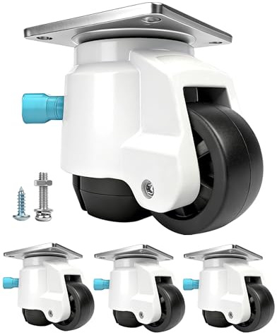 4 Stück Höhenverstellbare Nivellierrollen mit Ratschengriff, Schwerlastrollen 1000 kg, Lenk- & Industrierollen für Werkbank, Maschinen, schwere Möbel – Versenkbare Transportrollen mit Platt