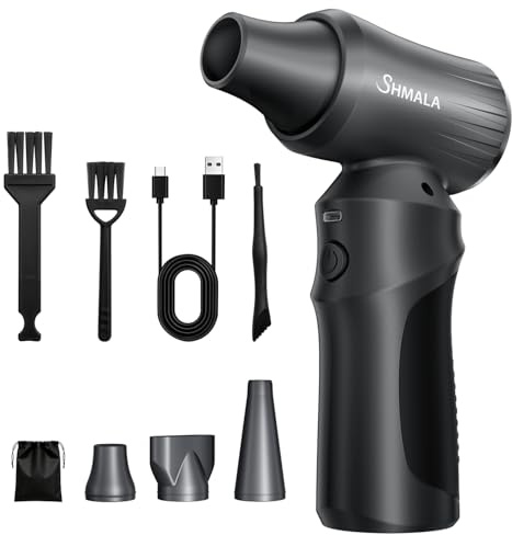 SHMALA Spolverino elettrico ad aria compressa – soffiatore cordless super potente da 150.000 giri/min, ricaricabile, con motore brushless e design resistente, 3 velocità regolabili.
