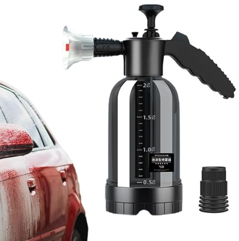 de Espuma para Lavado de Autos - Botella pulverizadora a presión Manual de 2 litros de Capacidad | Material PE PP con 2 boquillas para Cobertura de área Grande | Pulverizador de Espuma para a