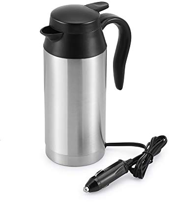 Sunsbell Portable Electric Car Kettle - 650ml Car Kettle Water Boiler 12V Car Heating Travel Cup Stainless Steel Car Heated Travel Mug Car Coffee Cup Warmer with DC 12V Charger for Car (Sliver)