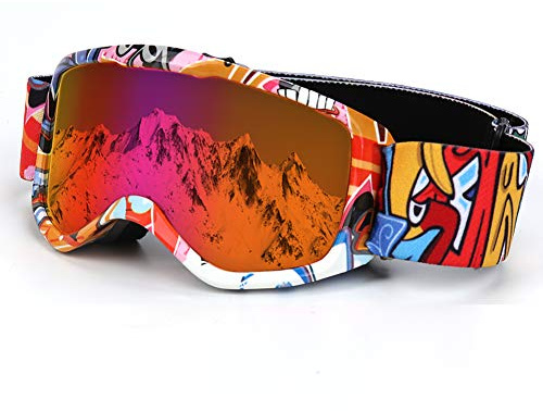 Flantor Kids Ski Goggles Non-Slip Strap Snow Goggles Snowboard Goggles