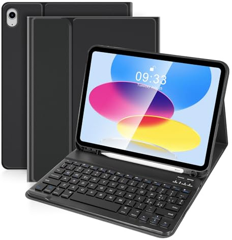 SOPPY Custodia con Tastiera Bluetooth per iPad 11a Generazione (A16) 11 Pollici 2025, 10a Gene 10,9 Pollici 2022, cover Protettiva Staccabile, con Slot per Penna Stilo, Layout Italiano,Nero