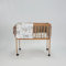 Kinderbett MINI Beistellbett,Stubenwagen 80x40cm, braun Matratze und Bettwäsche| Leisen Rädern, Verstellbares Tragbares Bett für Säuglinge/Neugeborene (Beige - Safari)