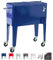 LOLAhome Nevera Carrito Vintaje para Barbacoa | Azul, 56 litros de Capacidad, de Acero con epoxi Anticorrosión | Carrito de Bebidas Auxiliar isotermo | para Exterior, Jardín, Terraza | Fresh