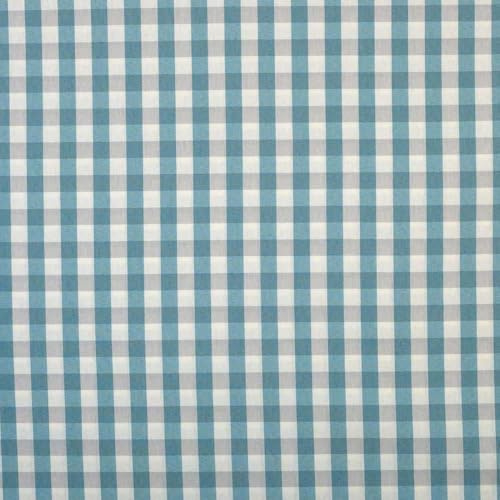 Kt KILOtela - Tela Loneta Hilo Tintado, Cuadros Vichy, Decoración, Cojines, Tapizar, Cortinas, Manteles, 100 cm Largo x 280 cm Ancho, Azul Agua, Gris, 1 Metro