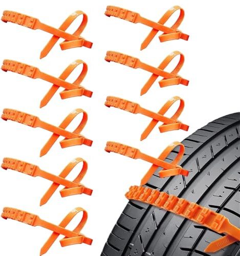 Car Snow Chains - 10 PCS Anti-Slip Tire Zip Ties | Anti Skid Car Tire Nylon Chains | Traction Vehicle Winter Snow Rain Tyre Wheel Cable Ties For Ice Mud Outdoor Road Conditions For Vehicle Truck SUV