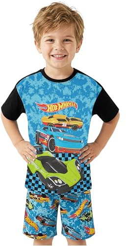 Get Trend Hot Wheels Pijama Niño 2-6 Años, Conjunto Verano Niño de Pijama Corto de Algodón, Camiseta Manga Corta y Shorts, Ropa de Dormir, Regalo para Gamer