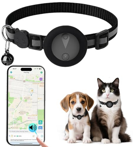 Collier GPS Chat Enregistrement des Trajets sur 7 Jours Collier GPS pour Chien Compatible avec iOS et Android GP S Chien Suivi en Temps RéEl GP S Tracker Traceur pour Animaux éTanche IP67 - Noir Puro