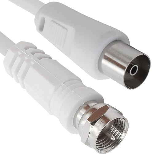 CABLEPELADO Câble antenne-satellite | Câble TV Sat 75 Ohm | Connecteur coaxial femelle vers connecteur type F mâle | HDTV, DVB-T2, DVB-C, DVB-S, TV et radio | Blanc | 5 mètres