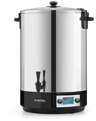 Klarstein KonfiStar 40 Digital Automatic Preserving Cooker - Hot Drinks Dispenser, Volume: 40 litres, 2500 watts, 30-100 ° C, Timer, Warming Function, Lid with Closure, Polished Stainless Steel