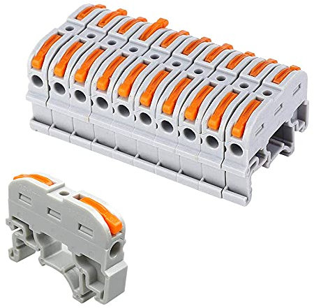 QitinDasen 10Pcs KV121 DIN Rail Fil Blocs de Jonction, 1 en 1 sorties 2 Ports Levier-Ecrou Fil Connecteur, Conducteur Compact Fil Connecteurs, Compact Connecteur Ressort Bornier