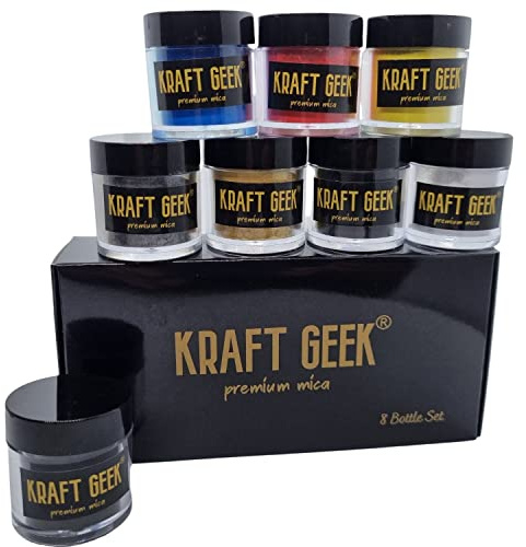 Set med 8 flaskor (8 g x 8) glimmerpulverfärg för epoxiharts pigment naturlig tvålfärgning, ljus, slem, badbomber, smink, spik, tygfärgämne, vax smälter etc.