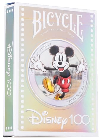 BIcycle Disney Limited Edition 100 Year Anniversary Spielkarten – Holografische Folie – mit 20+ ikonischen Disney-Figuren, Silber