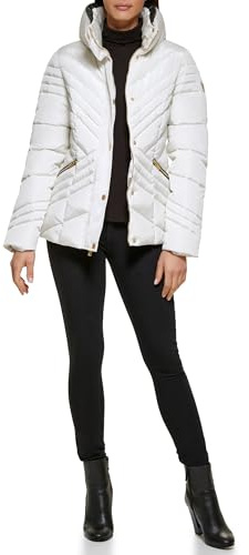 GUESS Piumino da donna trapuntato per il freddo, bianco, Small