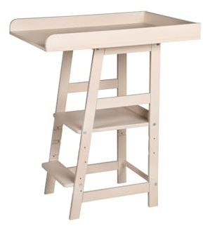 Schardt - Lernturm Fabi - Mit abnehmbaren Wickelaufsatz - Lernturm für Kinder Caratbeige lackiert - Buche massiv - 3 Fach höhenverstellbare Trittfläche - Belastbar bis 60 kg - H: 93cm,B: 59cm,T: 76cm