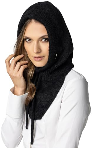 Vivisence Capucha De Invierno para Mujer Elegante Que Combina Gorro Y Bufanda En Uno con Cordón De Ajuste Y Parte Delantera Alargada para Máxima Protección contra El Frío