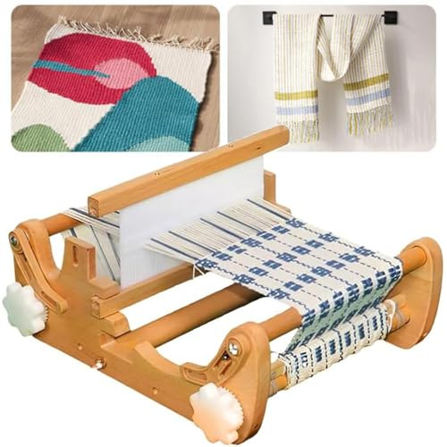 LHQYA Macchina Per Tessere a Mano Da Tavolo In Legno, Macchina Per Tessere a Maglia a Mano Con Kit Per Maglieria, Larghezza Massima Di Tessitura 20 Cm, Licci Rigidi Da 10 Cm, Per Sciarpe, Tappeti