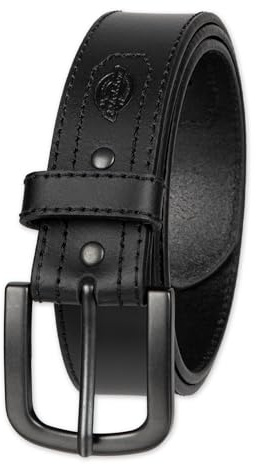 Dickies Men's Leather Belt with Tonal Stitch, Black, Medium