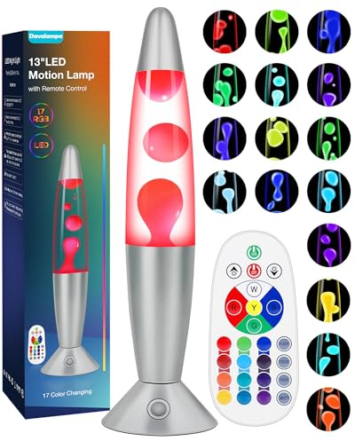 17 Colours Changing Liquid Motion Lamps with Remote: 13.5 LED Night Light for Kids Adults - Relaxing Mood Lighting Glitter Table lamp for Home Room Office Decor Christmas Decorations (White)