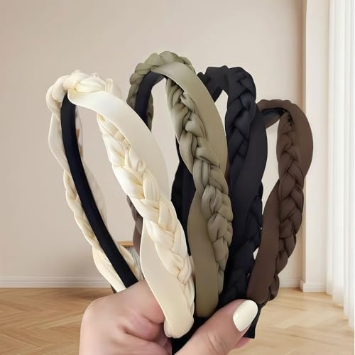 VelvetGlow Accessori Per Capelli Da Donna, Alla Moda, Antiscivolo, Alla Moda, Intrecciati, A Maglia, Graziosi, Tinta Unita, Per Ragazze, Accessori Elastici Alla Moda, 4 Pezzi