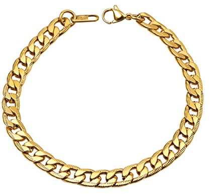PROSTEEL Herren Armband Edelstahl Panzerkette Armband Link Kette Handkette 7MM Breit Armkette für Herren, Gold